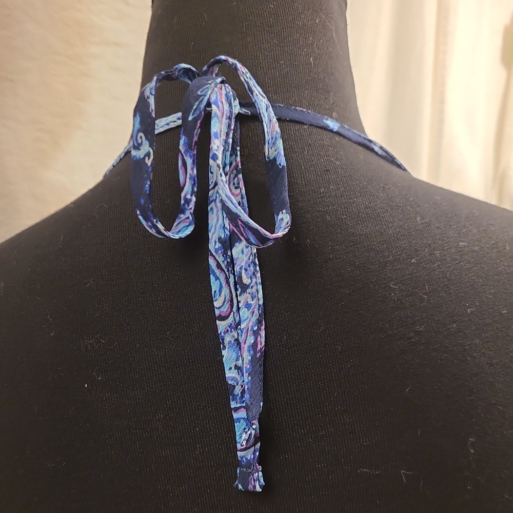 NWT Ellen Tracy Co. XL Navy Blue Halter Dress Paisley Sheer Swimsuit CoverUp - Picture 8 of 13